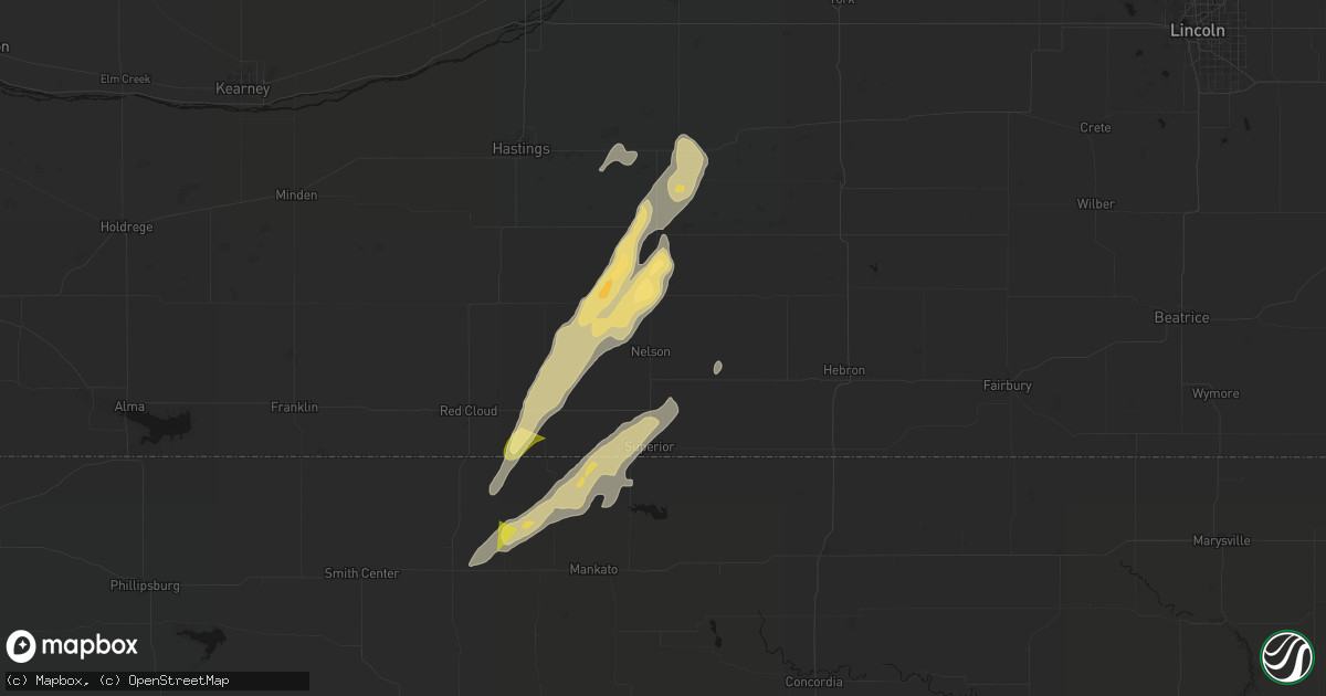Hail map in Nelson, NE on May 17, 2026