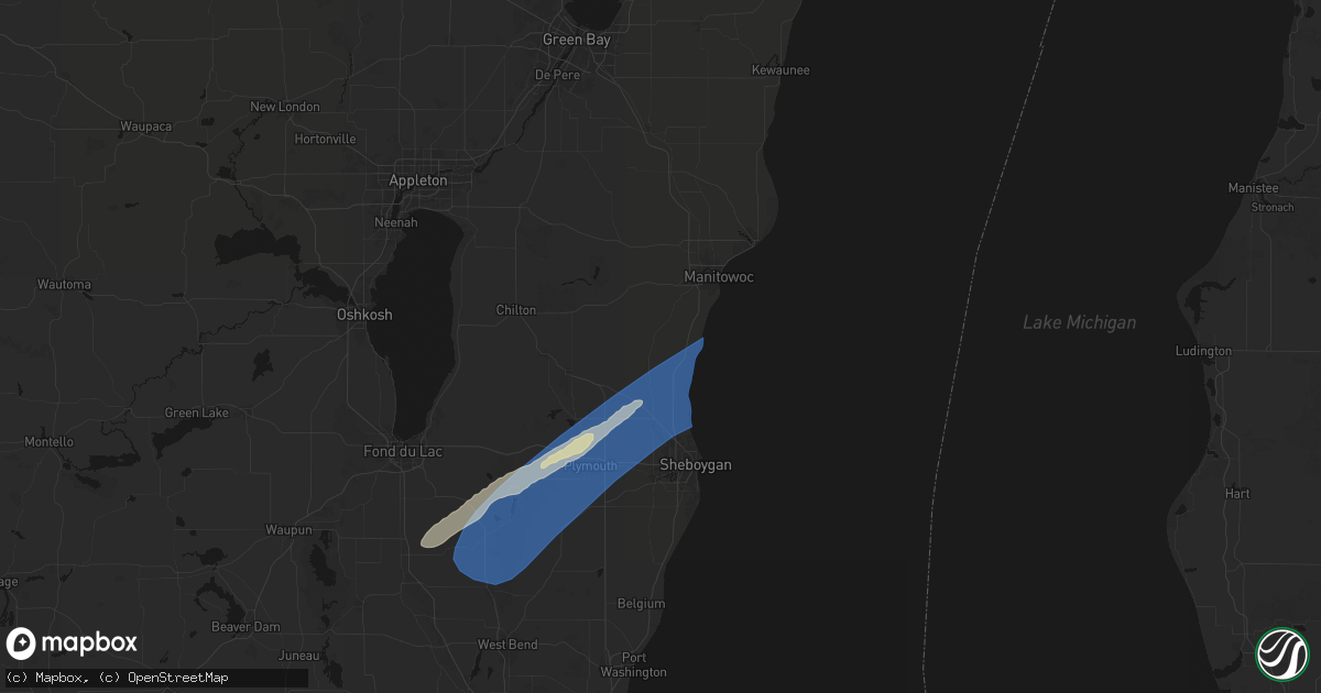 Hail map in Newton, WI on May 17, 2026