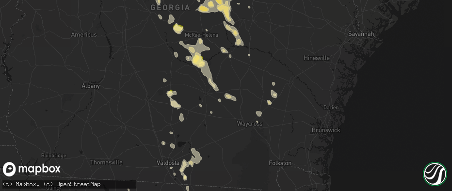 Hail map in Nicholls, GA on May 17, 2026