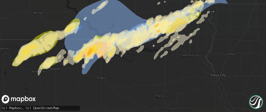 Hail map in Niobrara, NE on May 17, 2026
