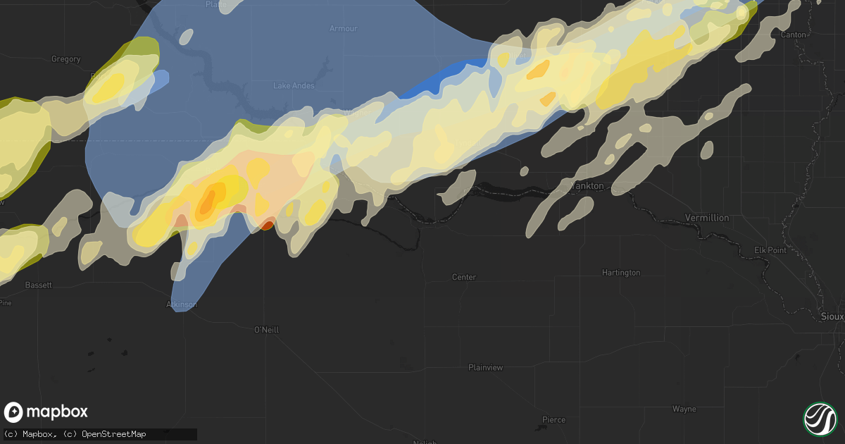Hail map in Niobrara, NE on May 17, 2026