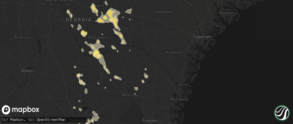 Hail map in Odum, GA on May 17, 2026