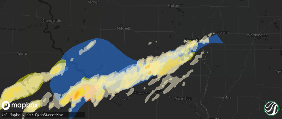Hail map in Olivet, SD on May 17, 2026
