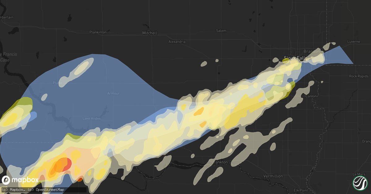 Hail map in Olivet, SD on May 17, 2026