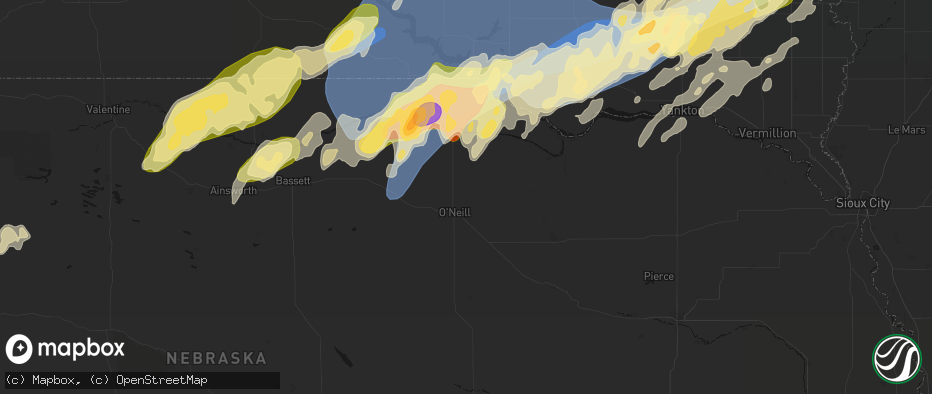 Hail map in Oneill, NE on May 17, 2026