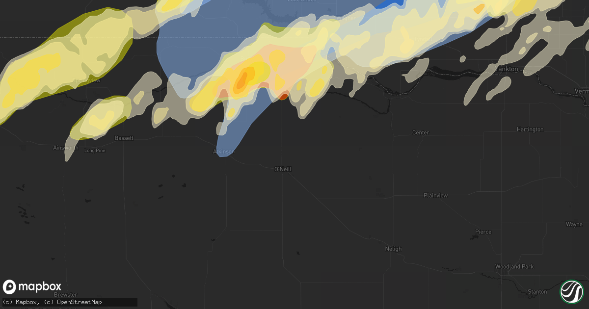 Hail map in Oneill, NE on May 17, 2026