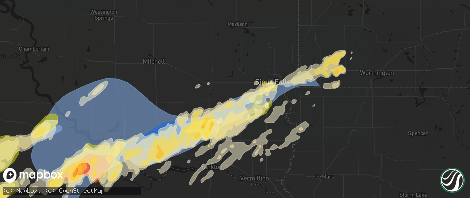 Hail map in Parker, SD on May 17, 2026