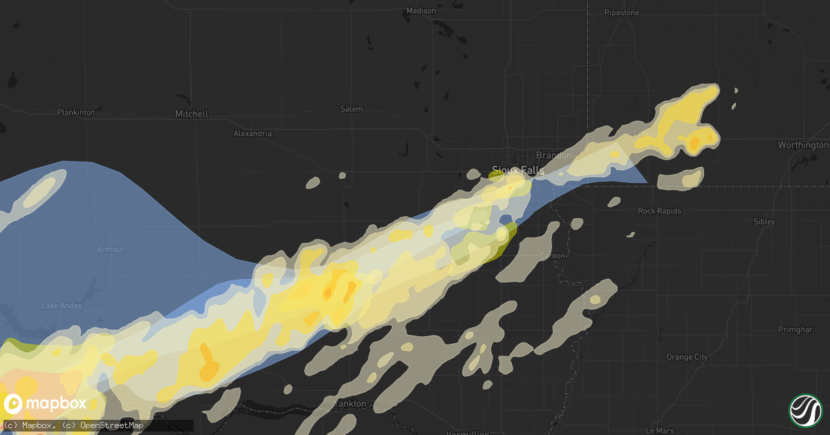 Hail map in Parker, SD on May 17, 2026