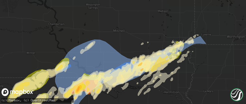 Hail map in Parkston, SD on May 17, 2026