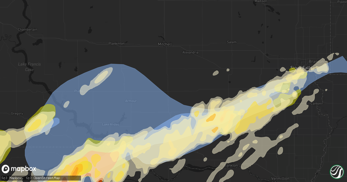 Hail map in Parkston, SD on May 17, 2026