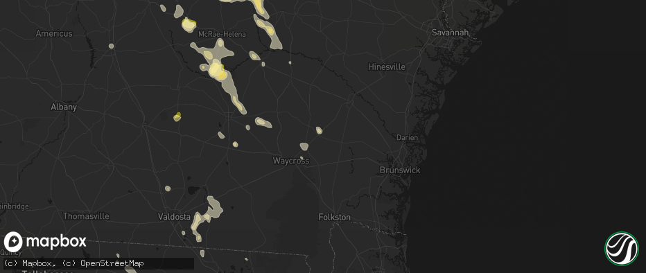 Hail map in Patterson, GA on May 17, 2026