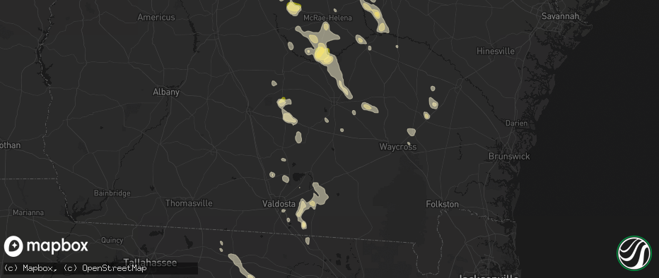 Hail map in Pearson, GA on May 17, 2026