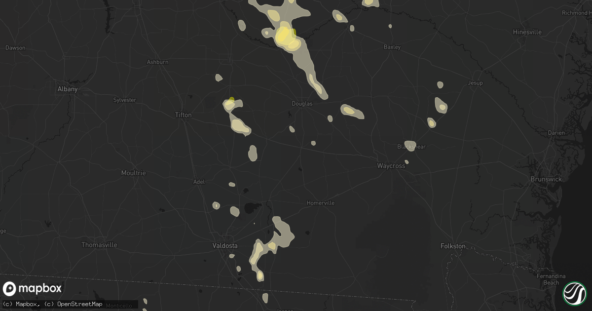 Hail map in Pearson, GA on May 17, 2026