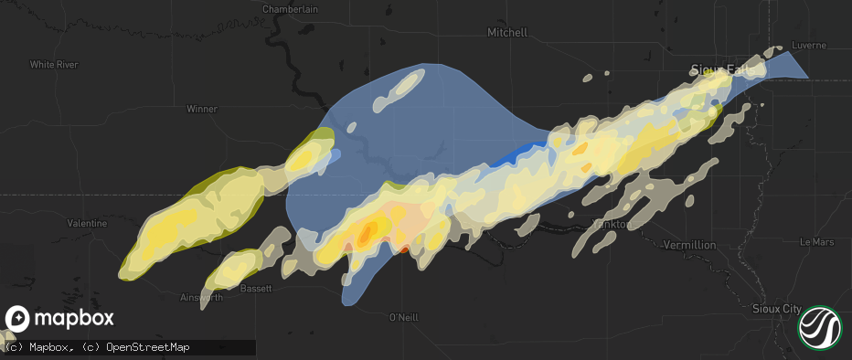 Hail map in Pickstown, SD on May 17, 2026