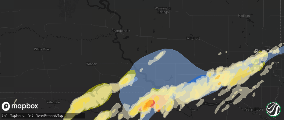 Hail map in Platte, SD on May 17, 2026