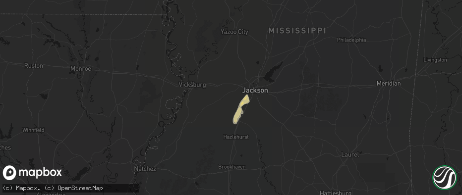 Hail map in Raymond, MS on May 17, 2026