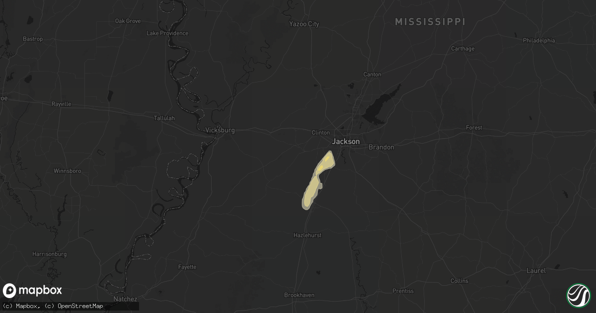 Hail map in Raymond, MS on May 17, 2026
