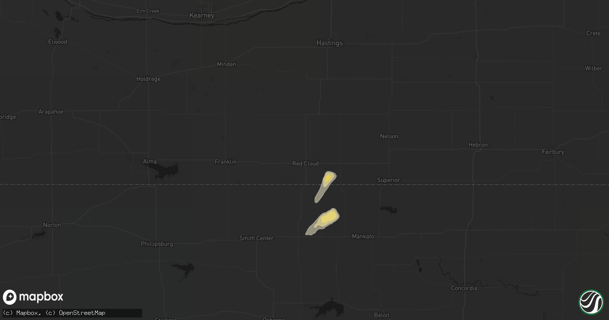 Hail map in Red Cloud, NE on May 17, 2026