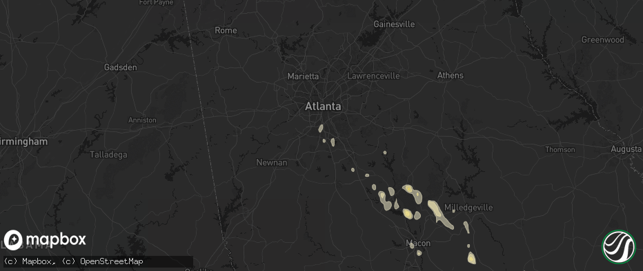 Hail map in Riverdale, GA on May 17, 2026