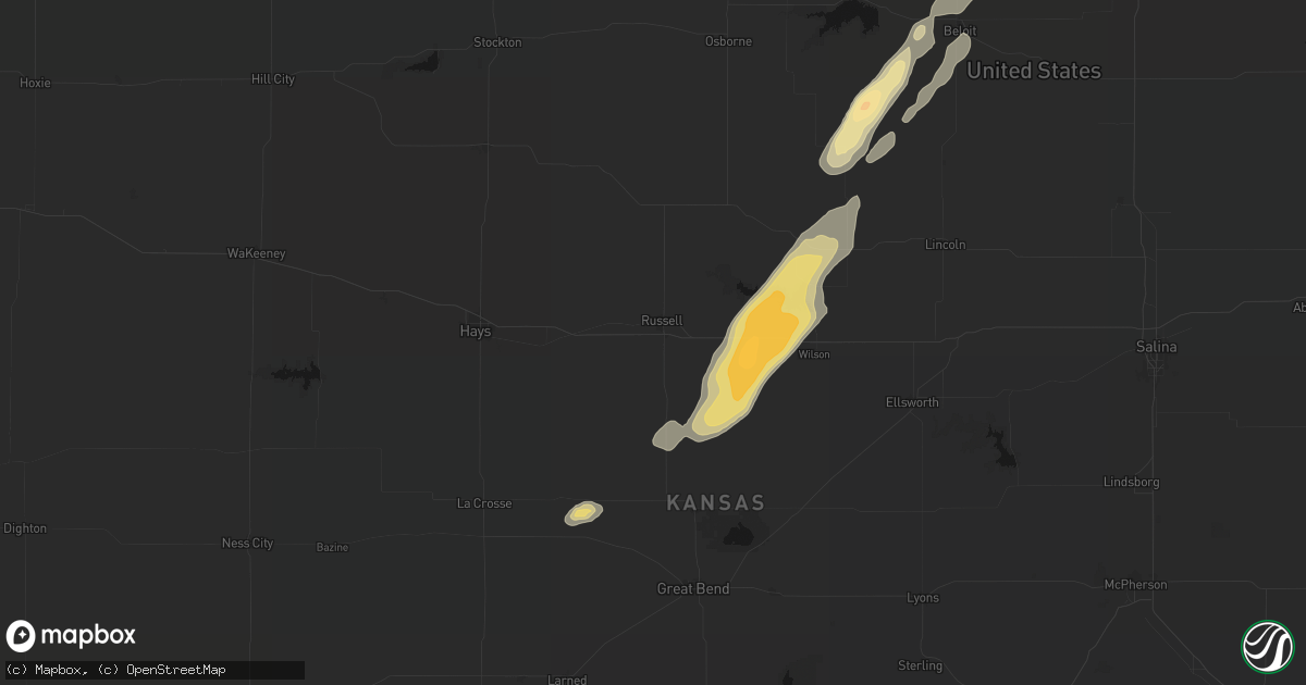 Hail map in Russell, KS on May 17, 2026