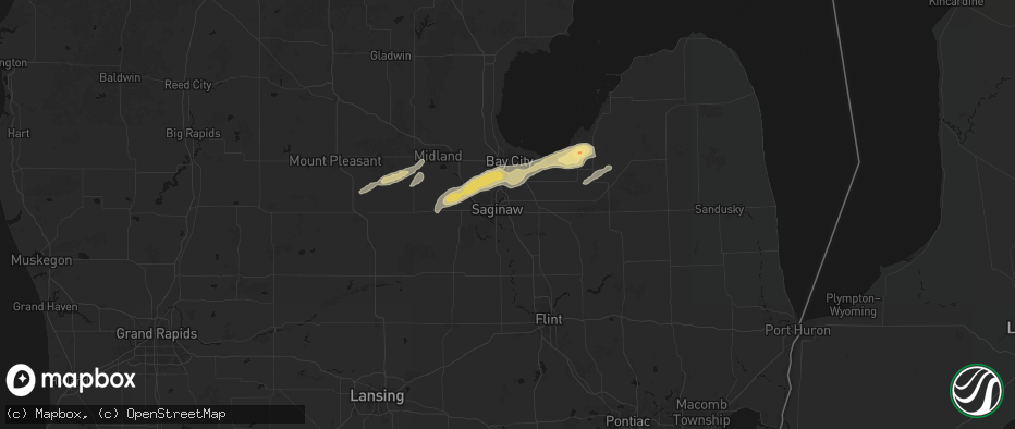 Hail map in Saginaw, MI on May 17, 2026