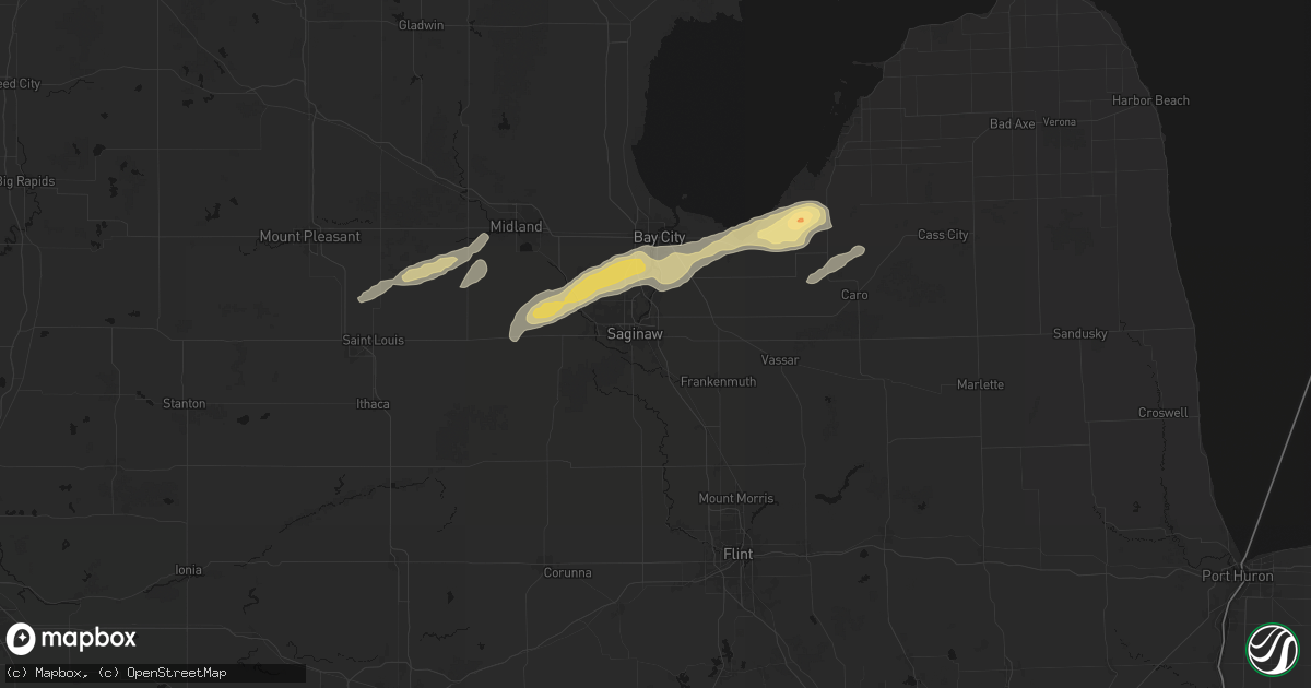 Hail map in Saginaw, MI on May 17, 2026