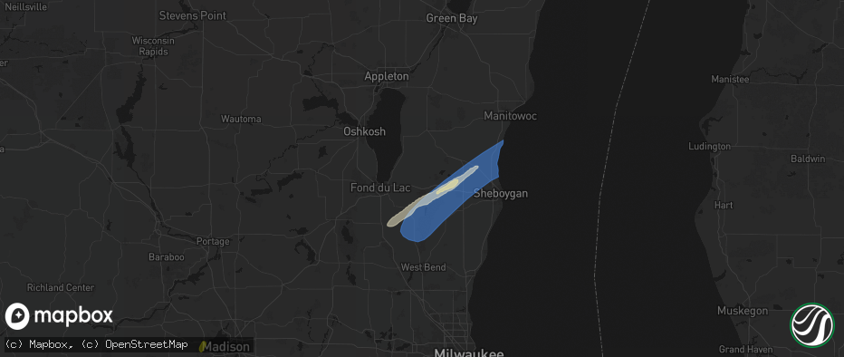Hail map in Saint Cloud, WI on May 17, 2026