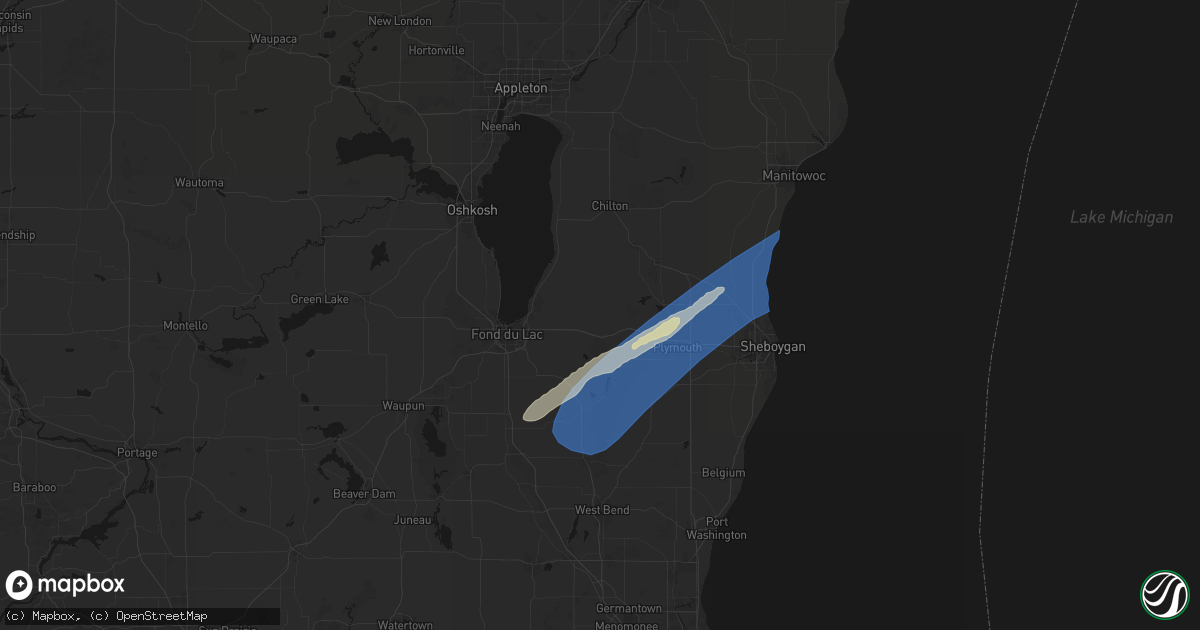 Hail map in Saint Cloud, WI on May 17, 2026
