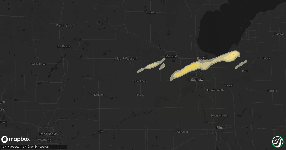 Hail map in Saint Louis, MI on May 17, 2026
