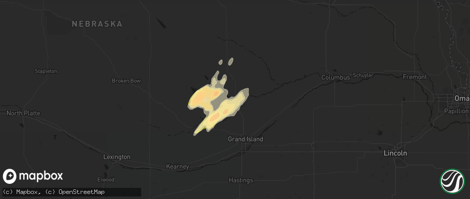 Hail map in Saint Paul, NE on May 17, 2026
