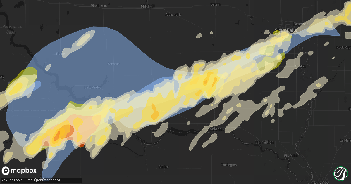 Hail map in Scotland, SD on May 17, 2026