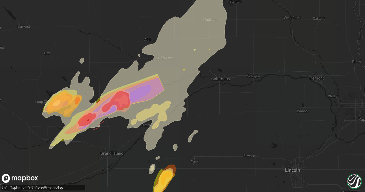 Hail map in Silver Creek, NE on May 17, 2026