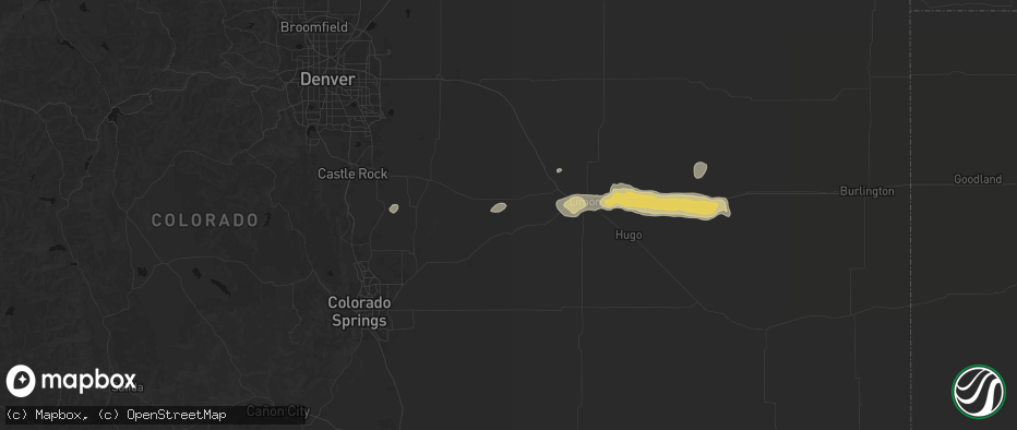 Hail map in Simla, CO on May 17, 2026