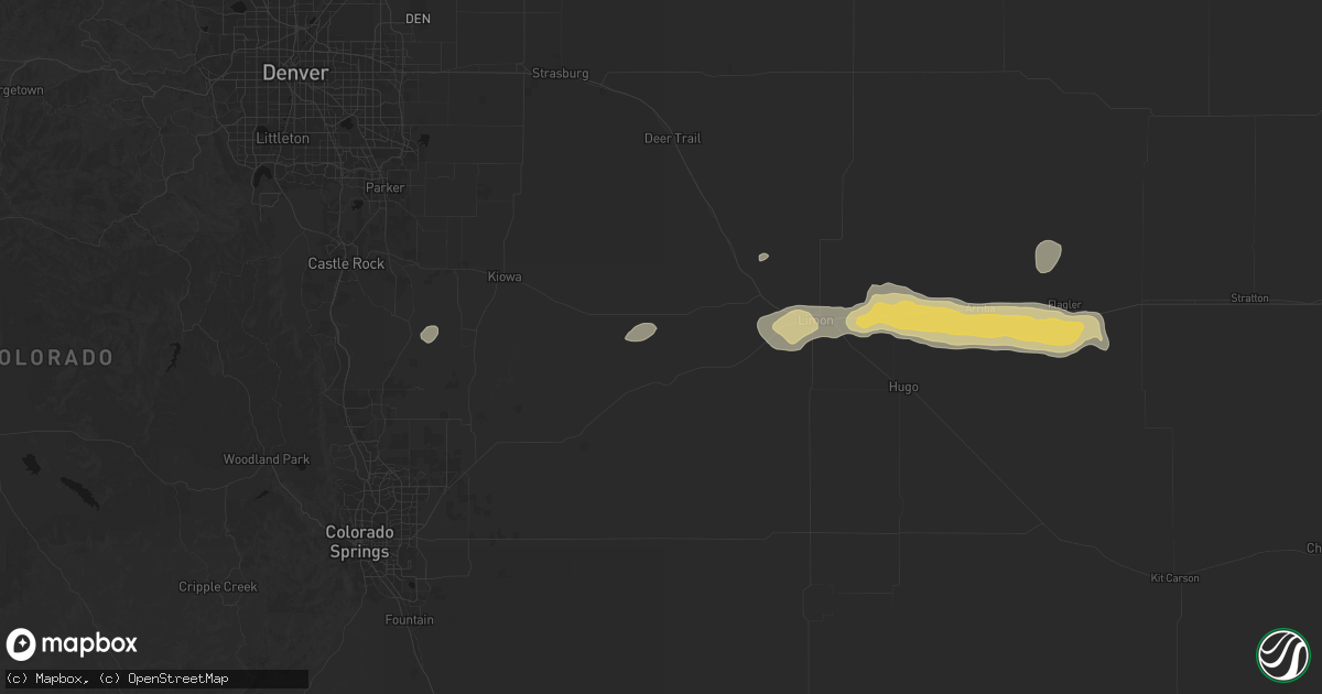 Hail map in Simla, CO on May 17, 2026