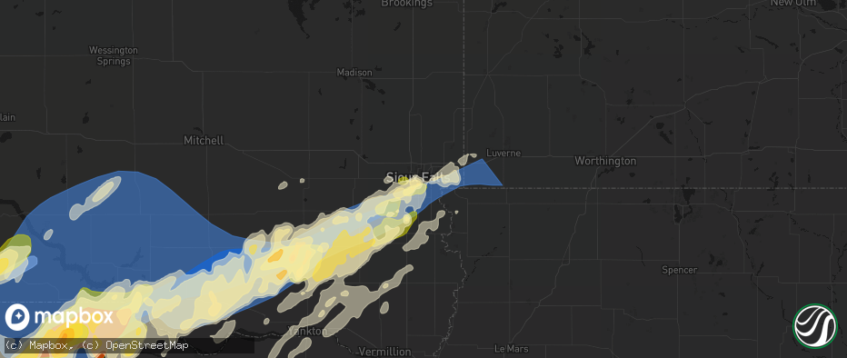 Hail map in Sioux Falls, SD on May 17, 2026