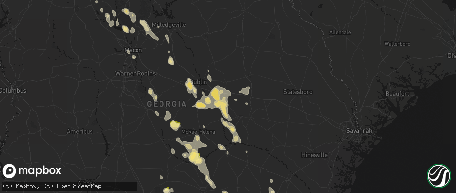 Hail map in Soperton, GA on May 17, 2026