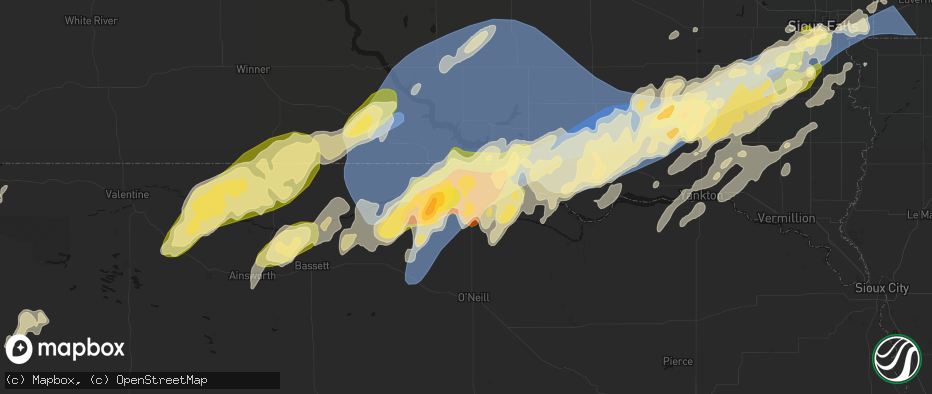 Hail map in Spencer, NE on May 17, 2026