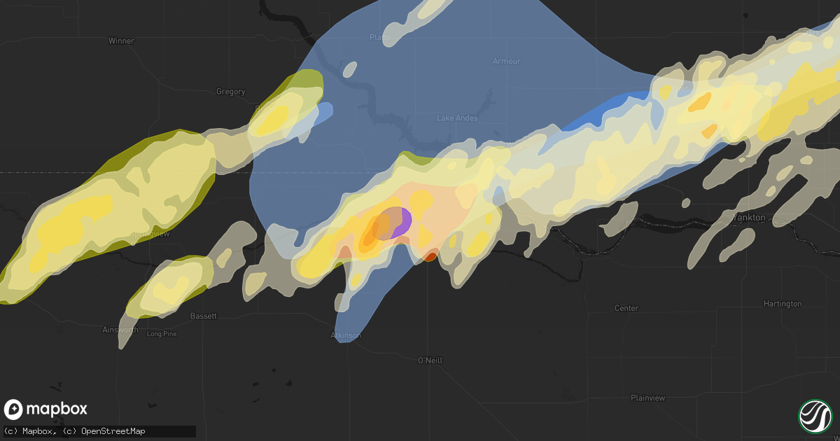 Hail map in Spencer, NE on May 17, 2026