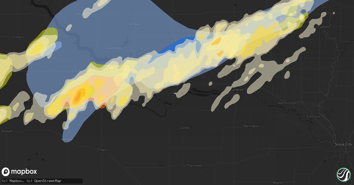 Hail map in Springfield, SD on May 17, 2026