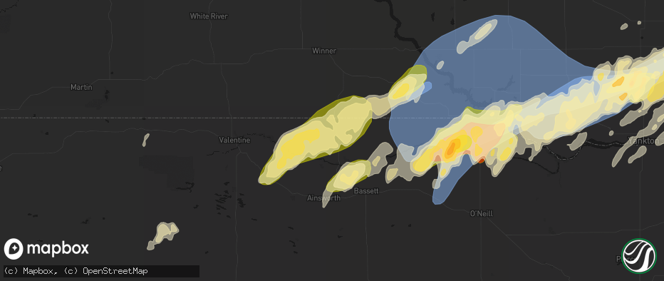 Hail map in Springview, NE on May 17, 2026