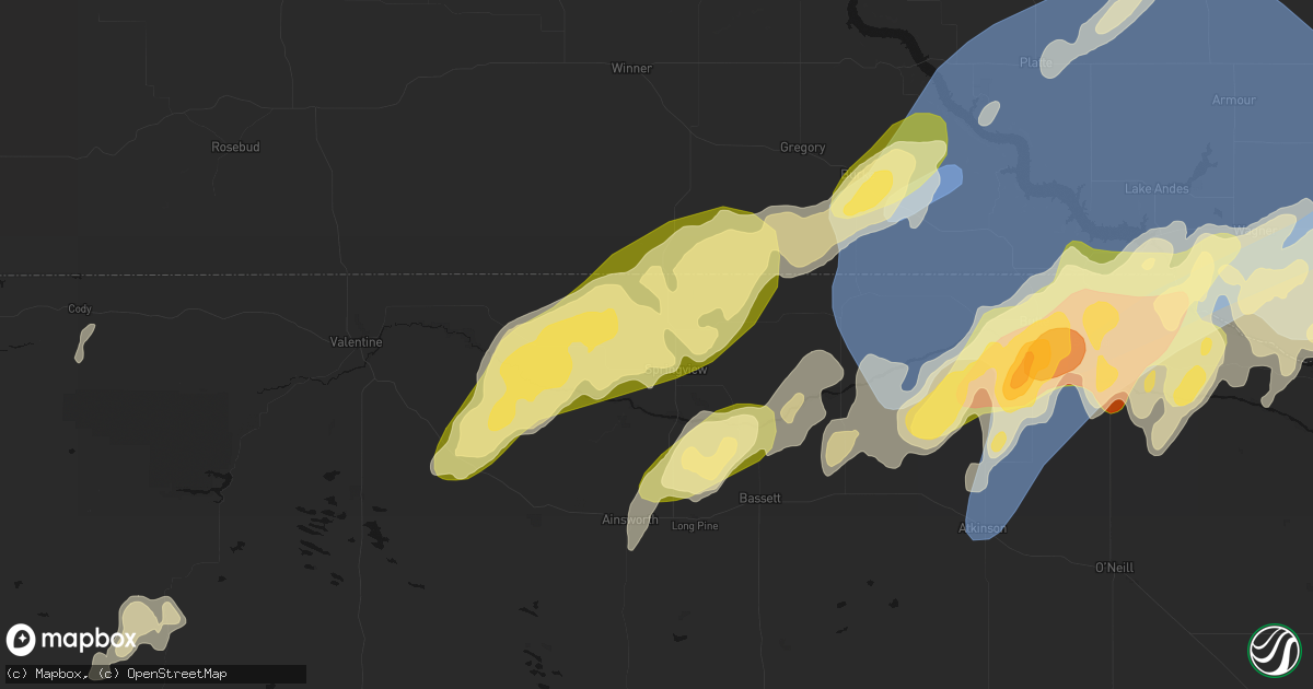 Hail map in Springview, NE on May 17, 2026