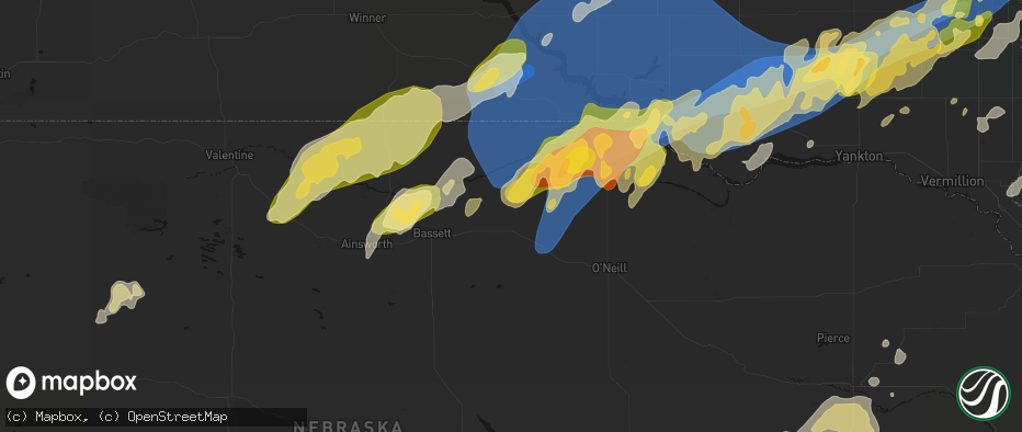 Hail map in Stuart, NE on May 17, 2026
