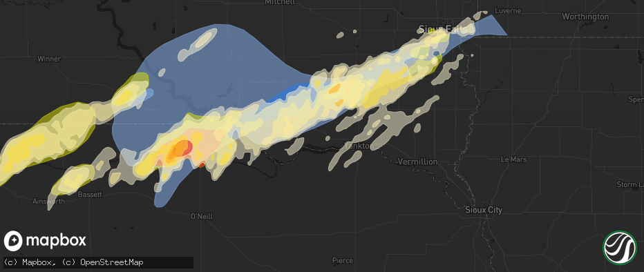 Hail map in Tabor, SD on May 17, 2026