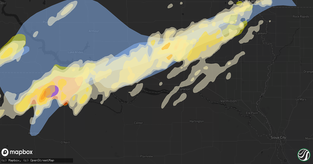 Hail map in Tabor, SD on May 17, 2026