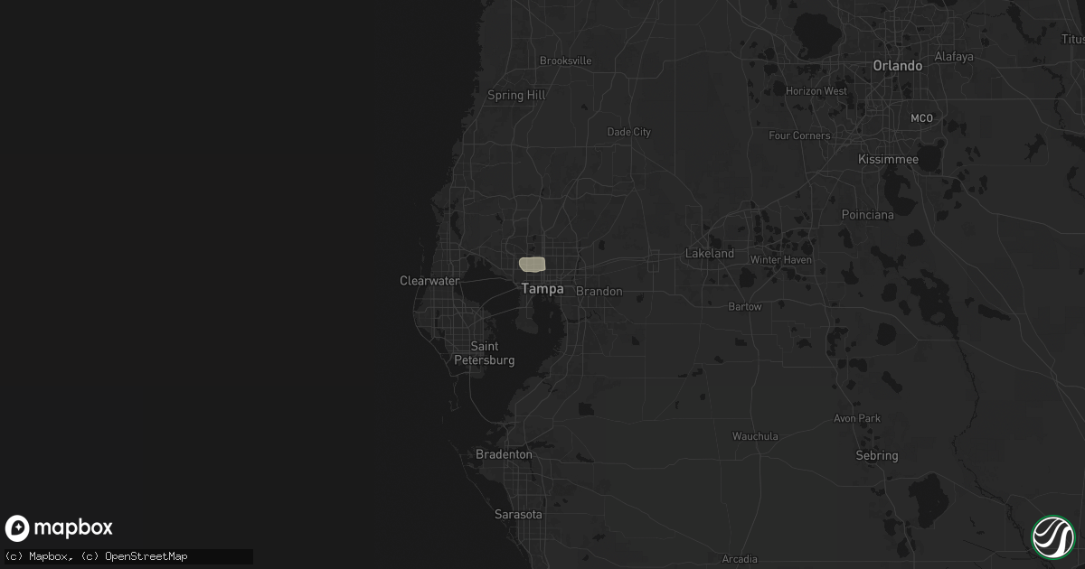 Hail map in Tampa, FL on May 17, 2026