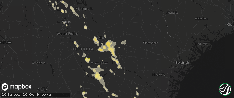 Hail map in Tarrytown, GA on May 17, 2026