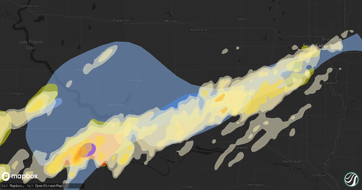 Hail map in Tripp, SD on May 17, 2026