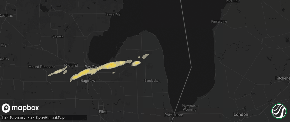 Hail map in Ubly, MI on May 17, 2026