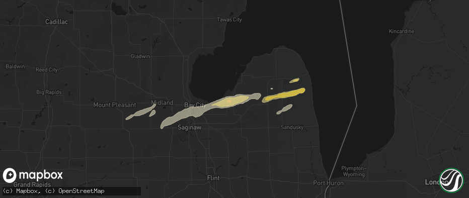 Hail map in Unionville, MI on May 17, 2026