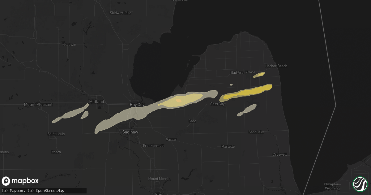 Hail map in Unionville, MI on May 17, 2026